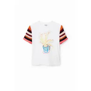 Strikket T-shirt med striber til kvinder Desigual image-0