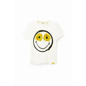 T-shirt til kvinder Desigual Smiley fleurs image-0