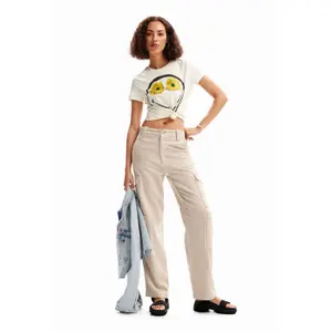 T-shirt til kvinder Desigual Smiley fleurs image-1