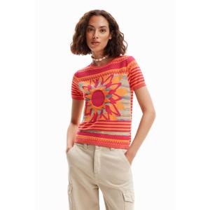 Dames t-shirt met mesh bloemen Desigual image-1