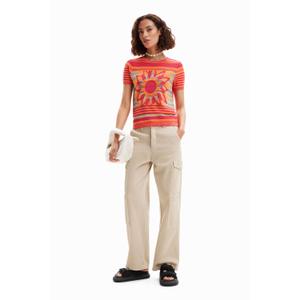 Dames t-shirt met mesh bloemen Desigual image-2