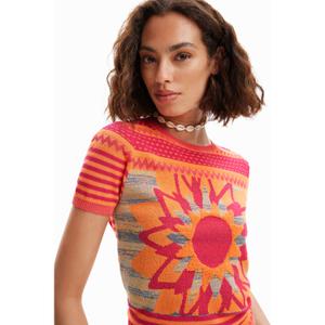 Dames t-shirt met mesh bloemen Desigual image-4