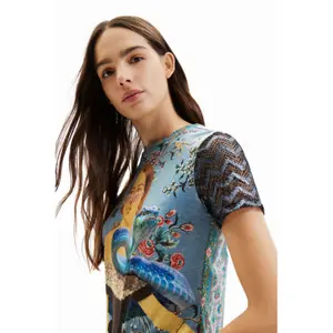 T-shirt collage maille femme Desigual image-4