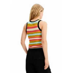 Strikket tank top med frynser til kvinder Desigual image-2