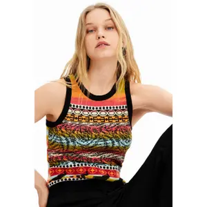 Strikket tank top med frynser til kvinder Desigual image-3