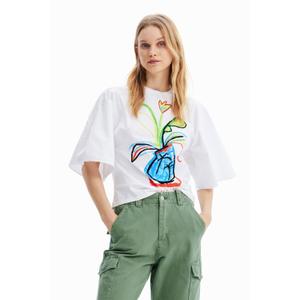 T-shirt de manga de volume de popa feminina Desigual image-2