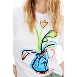 T-shirt de manga de volume de popa feminina Desigual image-5