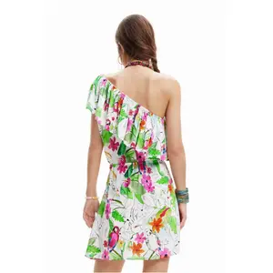 Vestido corto asimétrico tropical de mujer Desigual image-3