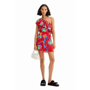 Vestido corto asimétrico tropical de mujer Desigual image-2