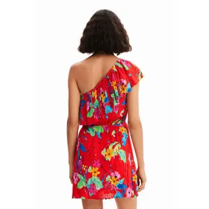 Vestido corto asimétrico tropical de mujer Desigual image-4