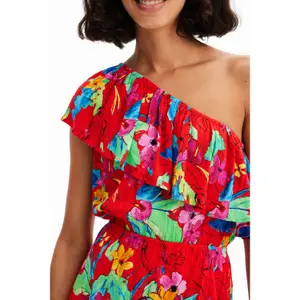 Vestido corto asimétrico tropical de mujer Desigual image-5