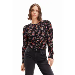 Blusa fruncida floral de mujer Desigual image-0