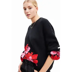 Pull brodé fleurs femme Desigual image-2
