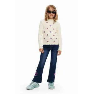 Cotton floral print blouse with wavy edges for girls Desigual image-1