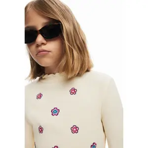 Cotton floral print blouse with wavy edges for girls Desigual image-4
