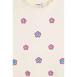 Cotton floral print blouse with wavy edges for girls Desigual image-3