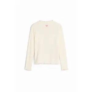 Cotton floral print blouse with wavy edges for girls Desigual image-2