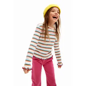 Girl's long sleeve T-shirt Desigual Rainbow Striped image-1