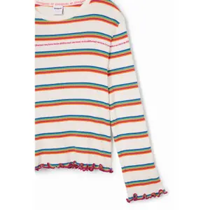 Girl's long sleeve T-shirt Desigual Rainbow Striped image-3