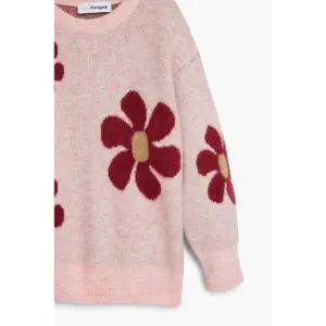 Pull col rond fille Desigual Flowers image-2