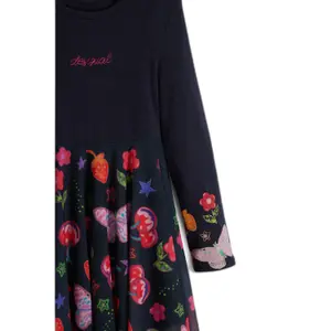 Desigual Robe Fille 25wgvk17 - Manches Longues, Col Rond, Longueur Courte, Logo Brodé