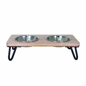 250081-gamelle-double-pour-chien-difac-wooden-marron-argente-noir-2x700-ml