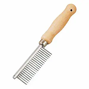 Large dog comb with wooden handle Difac image-0