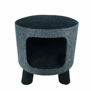 Pouf Difac Charcoal Felt Cat Stool image-0