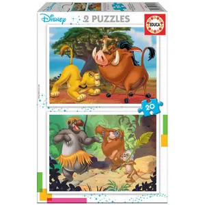 Set of 2 puzzles with 20 animal pieces Disney Disney image-0