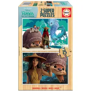 Puzzles de 2 x 25 pièces en bois Disney Raya&Last Dragon image-0
