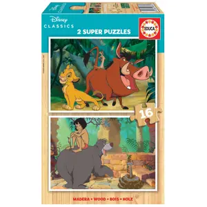 2 x 16 piece classic wooden puzzle Disney image-0