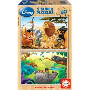 Puzzle 2 x 50 pieces wooden friends Disney image-0