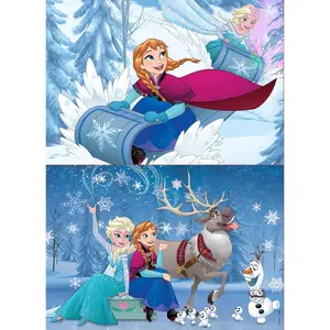 2 x 50 piece wooden puzzle Disney Frozen image-1