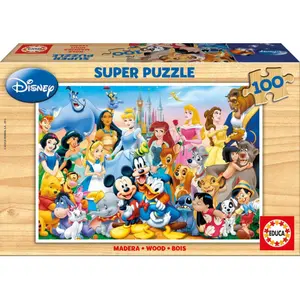 100 piece wooden puzzle Disney Mundo image-0