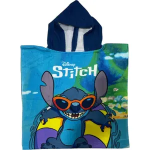 Children's microfiber poncho Disney Stitch image-0