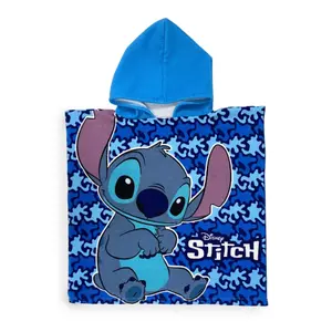 Children's microfiber poncho Disney Stitch image-0