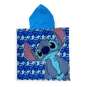 Children's microfiber poncho Disney Stitch image-1