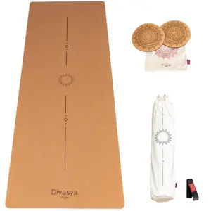 Tapis de yoga en liège avec set Divasya-Yoga 001