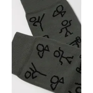 Cotton Patterned Socks Diwari Happy Stickman image-3
