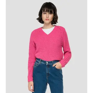Damski sweter v-neck crop pullover Replay image-0