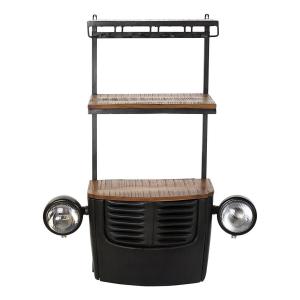 Vintage car bottle rack in acacia wood and iron DKD Home Decor