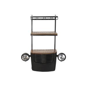 Vintage car bottle rack in acacia wood and iron DKD Home Decor image-1