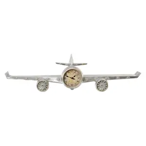 Μεταλλικό ρολόι τοίχου από MDF ξύλο DKD Home Decor Avion image-0