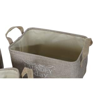 Wooden polyester storage basket DKD Home Decor 40x30x24 cm (x3) image-2