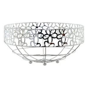 Corbeille à fruits chrome et fleurs en métal et plastique DKD Home Decor image-0