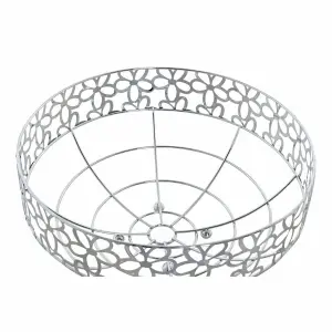 Corbeille à fruits chrome et fleurs en métal et plastique DKD Home Decor image-1