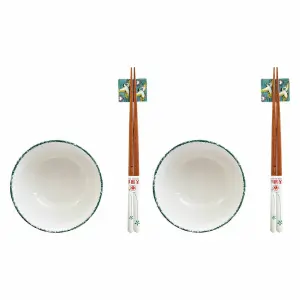 Σετ σούσι πορσελάνης ξύλο DKD Home Decor 25x25x6,5 cm image-0