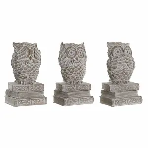 Distressed owl figurine DKD Home Decor (x3) image-1