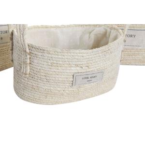 Cotton storage basket DKD Home Decor 34x23x20 cm (x3) image-3