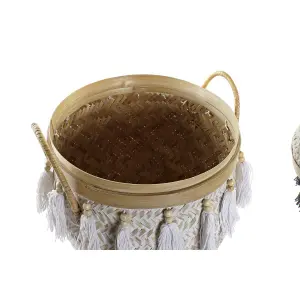 Bamboo Aufbewahrungskorb mit Boho-Fransen DKD Home Decor 39x39x55 cm (x3) image-2